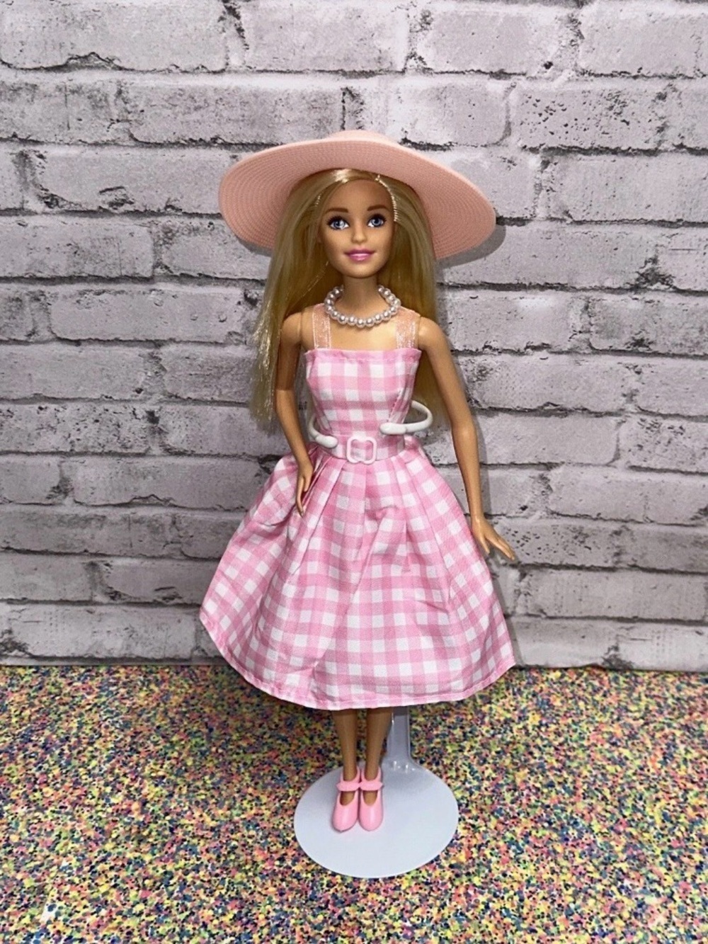 Barbie Fashion Doll Blonde Hair Blue Eyes CGT44 Dress Hat Shoes Restyled